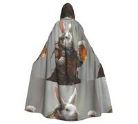 BROLEO Little White Rabbit Holding Beer Printing Halloween Adult Hooded Cape Men'S And Women'S Clothing Mantle Role-Playing
