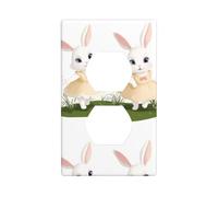 BROLEO Little White Rabbit in a Beautiful Skirt Printing Double Socket Wall Panel Decorative for Residential and Commercial Areas 4.5x2.76in