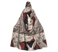 BROLEO Little White Rabbit In The Quilt Printing Halloween Adult Hooded Cape Men'S And Women'S Clothing Mantle Role-Playing