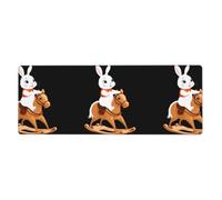 BROLEO Little White Rabbit Riding A Wooden Horse Printing Extra Large Mouse Pad, Computer Office Anti Slip Gaming Keyboard Thickened Version 12x31.5in