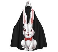 BROLEO Little White Rabbit With Red Cheeks Printing Halloween Adult Hooded Cape Men'S And Women'S Clothing Mantle Role-Playing