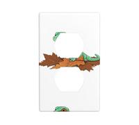 BROLEO Lizard on Dead Leaves Printing Double Socket Wall Panel Decorative for Residential and Commercial Areas 4.5x2.76in