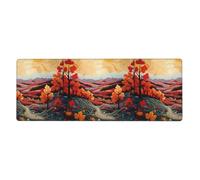 BROLEO Maple Leaves And Hills Printing Extra Large Mouse Pad, Computer Office Anti Slip Gaming Keyboard Thickened Version 12x31.5in