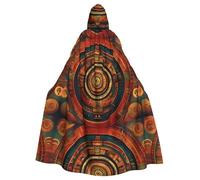BROLEO Mayan Calendar End Of The World Prints Halloween Adult Hooded Cape Cloak No Zipper, Comfortable For Costume Parties