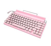 BROLEO Mechanical Keyboard, Round Keycaps 83 Keys PC Keyboard Knob Control Blue Switch for Laptop (Pink)