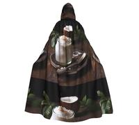 BROLEO Mellow Coconut Pudding Printing Halloween Adult Hooded Cape Men'S And Women'S Clothing Mantle Role-Playing