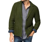 BrOleo Men's Lapel Collar plain Chunky knitted Cardigan,Blazer Cardigan Classic Long Sleeve button up cardigans jacket Warm thick Open Front Jumper Autumn winter Coat outwear,M