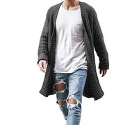 BROLEO Men's Shawl Collar Open Front Long Cardigan Sweater,Chunky knitted cardigan jacket,Classic Long Sleeve cardigans Sweater Warm thick Jumper Autumn winter Coat outwear,L