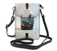 BROLEO Message In A Bottle At Sea Printing Small Leather Women'S Crossbody Flip Phone Bag, Waterproof And Durable