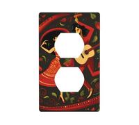 BROLEO Mexican Salsa Symbols Printing Double Socket Wall Panel Decorative for Residential and Commercial Areas 4.5x2.76in