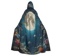 BROLEO Moon Under The Sea Printing Halloween Adult Hooded Cape Men'S And Women'S Clothing Mantle Role-Playing