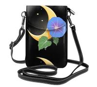 BROLEO Morning Glory On The Moon Printing Small Leather Women'S Crossbody Flip Phone Bag, Waterproof And Durable