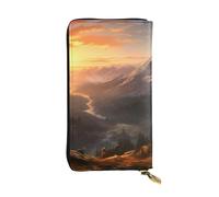 BROLEO Mountain Sunrise Picture Leather Long Clutch Wallet for Fashionable Girls and Women - Durable, Stylish, and Functional