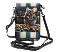 BROLEO Mouse Eating Peanuts Printing Small Leather Women'S Crossbody Flip Phone Bag, Waterproof And Durable