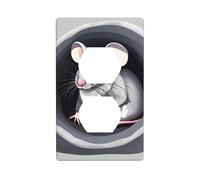 BROLEO Mouse in The Hole Printing Double Socket Wall Panel Electrical Socket Cover Plate is Shatter Resistant and Durable 4.5x2.76in
