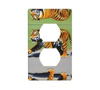 BROLEO Mr. Dancing Tiger Printing Double Socket Wall Panel Decorative for Residential and Commercial Areas 4.5x2.76in