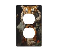 BROLEO Mr. Dancing Tiger Printing Double Socket Wall Panel Decorative for Residential and Commercial Areas 4.5x2.76in