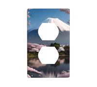 BROLEO Mt. Fuji in Early Spring Printing Double Socket Wall Panel Electrical Socket Cover Plate is Shatter Resistant and Durable 4.5x2.76in