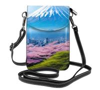 BROLEO Mt. Fuji in early spring printing Ladies' mobile phone with leather foreskin, crossbody flip cover, small adjustable shoulder strap