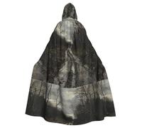 BROLEO Muddy Road After Rain Printing Halloween Adult Hooded Cape Men'S And Women'S Clothing Mantle Role-Playing
