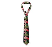 BROLEO Mushroom roses that grow together printing Men's tie classic style suit cravat suitable for holidays and work