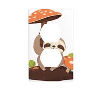 BROLEO Mushrooms Under The Mushroom Tree Printing Double Socket Wall Panel Electrical Socket Cover Plate is Shatter Resistant and Durable 4.5x2.76in