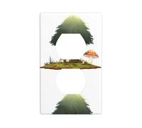 BROLEO Mushrooms Under The Pine Tree Printing Double Socket Wall Panel Decorative for Residential and Commercial Areas 4.5x2.76in