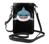 BROLEO Music Headphones Shark Printing Small Leather Women'S Crossbody Flip Phone Bag, Waterproof And Durable