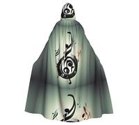 BROLEO Musical Theme Music Clefs Prints Halloween Adult Hooded Cape Cloak No Zipper, Comfortable For Costume Parties