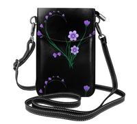 BROLEO Nature Love Purple Flowers Printing Small Leather Women'S Crossbody Flip Phone Bag, Waterproof And Durable