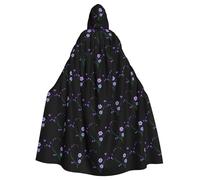 BROLEO Nature Love Purple Flowers Prints Halloween Adult Hooded Cloak for Costume Parties and Theme Events