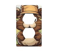 BROLEO Naughty Beaver Printing Double Socket Wall Panel Decorative for Residential and Commercial Areas 4.5x2.76in