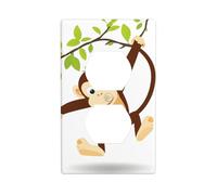 BROLEO Naughty Monkey Jumping Between Trees Printing Double Socket Wall Panel Decorative is Durable and Suitable for Socket Light Switch Accessories 4.5x2.76in