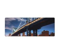 BROLEO New York Manhattan Bridge Night Printing Extra Large Mouse Pad, Computer Office Anti Slip Gaming Keyboard Thickened Version 12x31.5in