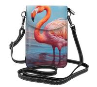 BROLEO Nice Flamingo Printing Small Leather Women'S Crossbody Flip Phone Bag, Waterproof And Durable