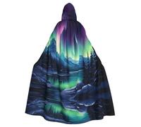 BROLEO Northern Lights Painting Prints Halloween Adult Hooded Cloak for Costume Parties and Theme Events