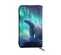 BROLEO Northern Lights Polar Bear Picture Leather Long Clutch Wallet for Fashionable Girls and Women - Durable, Stylish, and Functional
