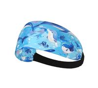 BROLEO Ocean Dolphin Looking at You Printing Sports Headband for Women Sweat Proof Bandeau Summer Elastic Band