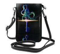 BROLEO Octopus Key Printing Small Leather Women'S Crossbody Flip Phone Bag, Waterproof And Durable