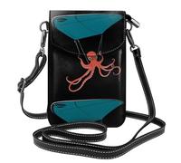 BROLEO Octopus On A Hang Glider Printing Small Leather Women'S Crossbody Flip Phone Bag, Waterproof And Durable
