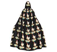 BROLEO Old Hen And Her Colorful Eggs Printing Halloween Adult Hooded Cape Men'S And Women'S Clothing Mantle Role-Playing