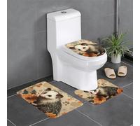 BROLEO Opossum Pattern Printing Three Piece Set of Bathroom Floor mats, Bathroom Shower mats, Anti Slip Quick Drying