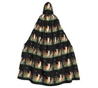 BROLEO Orange Cat In The Mushroom Bush Printing Halloween Adult Hooded Cape Men'S And Women'S Clothing Mantle Role-Playing