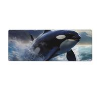 BROLEO Orca Killer Whale Printing Extra Large Mouse Pad, Computer Office Anti Slip Gaming Keyboard Thickened Version 12x31.5in