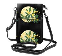 BROLEO Osmanthus In The Moonlight Printing Small Leather Women'S Crossbody Flip Phone Bag, Waterproof And Durable