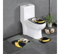 BROLEO Panda eating banana printing Anti slip floor mat three piece set bathroom carpet anti slip durable
