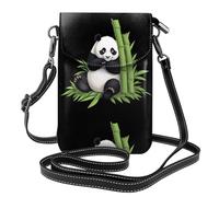 BROLEO Panda Lying In Bamboo Leaves Printing Small Leather Women'S Crossbody Flip Phone Bag, Waterproof And Durable