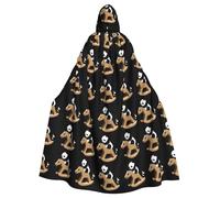 BROLEO Panda playing on wooden horse Prints Halloween Adult Hooded Cloak for Costume Parties and Theme Events
