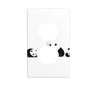 BROLEO Panda Pulling Weeds Printing Double Socket Wall Panel Decorative is Durable and Suitable for Socket Light Switch Accessories 4.5x2.76in