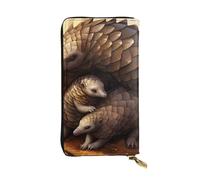BROLEO Pangolin Parenting Print Picture Leather Long Clutch Wallet for Fashionable Girls and Women - Durable, Stylish, and Functional